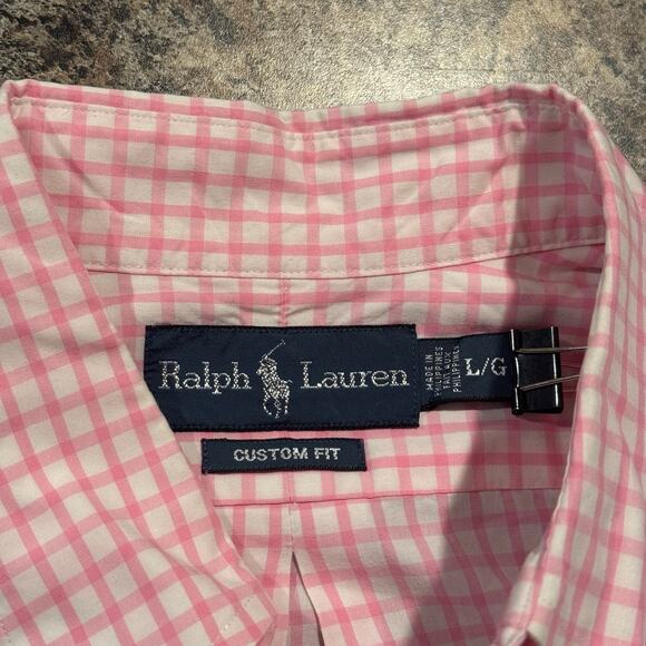 Ralph Lauren Shirt Preppy Classic Nautical Button Long Sleeve Plaid Pink Large - Picture 3 of 5